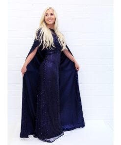 Alila-Navy-Sequin-Cape-evening-dress-Bariano