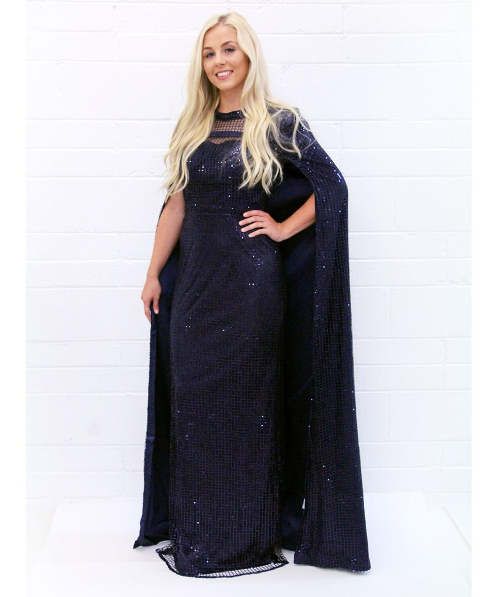 Alila-Navy-Sequin-Gown-Cape-Bariano