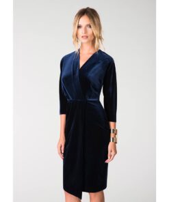 Closet London Navy Velvet Wrap Alila