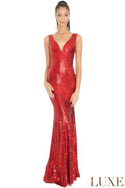 Alila City Goddess Red Luxe sequin gown