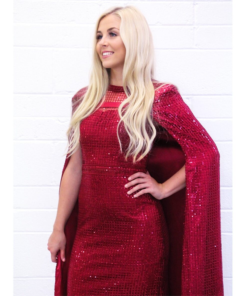 Alila-Dark-red-sequin-cape-gown-Bariano