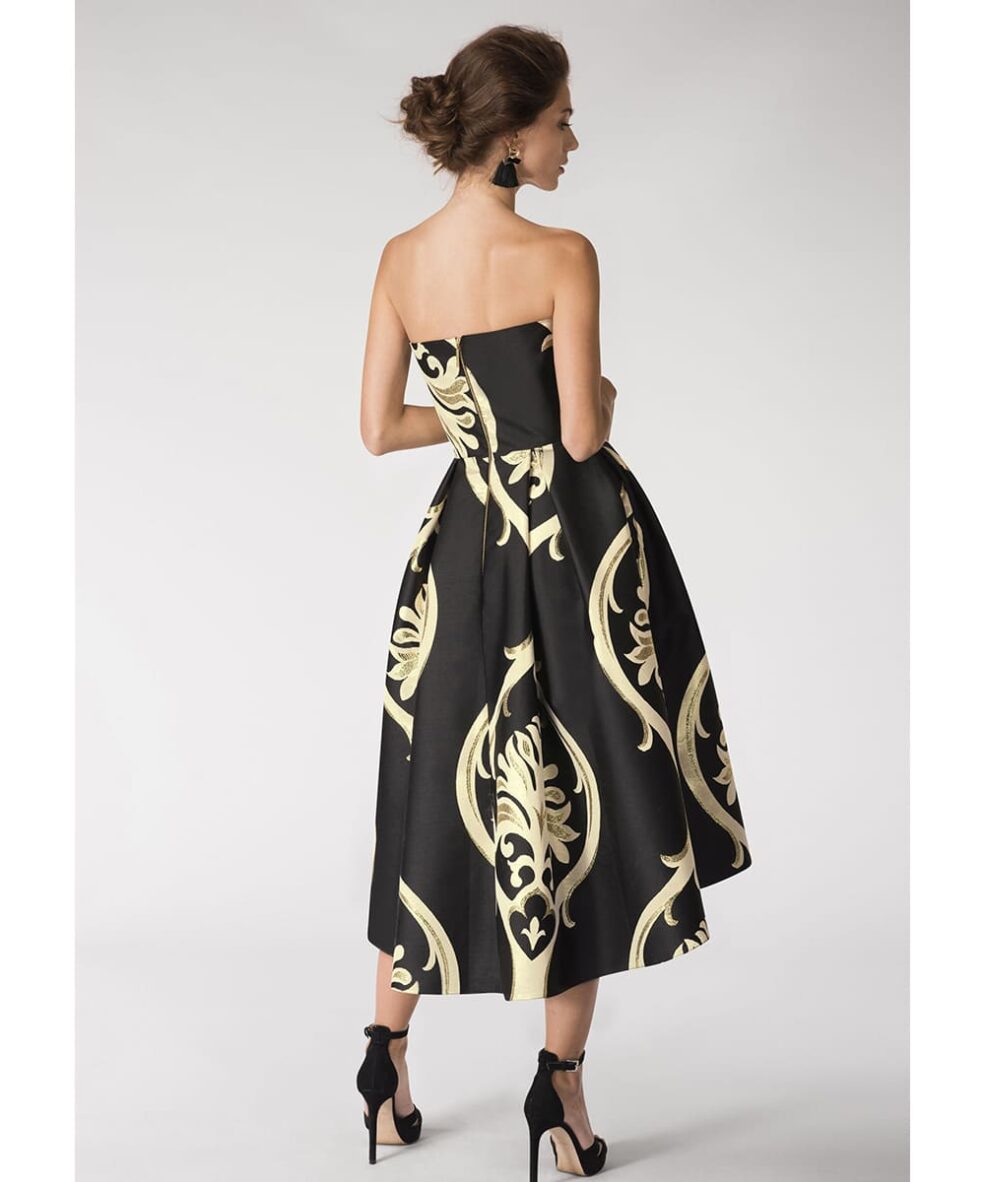 Alila-Strapless-brocade-black-and-gold-dress-Closet-London