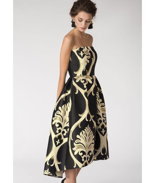 Alila-Strapless-brocade-black-and-gold-evening-dress-Closet-London