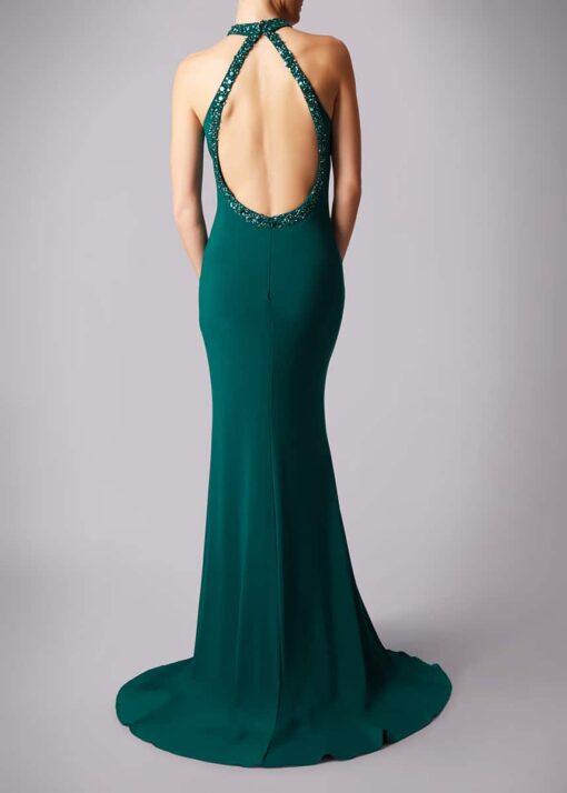 Mascara Forest Green Teardrop Back Gown Alila Boutique