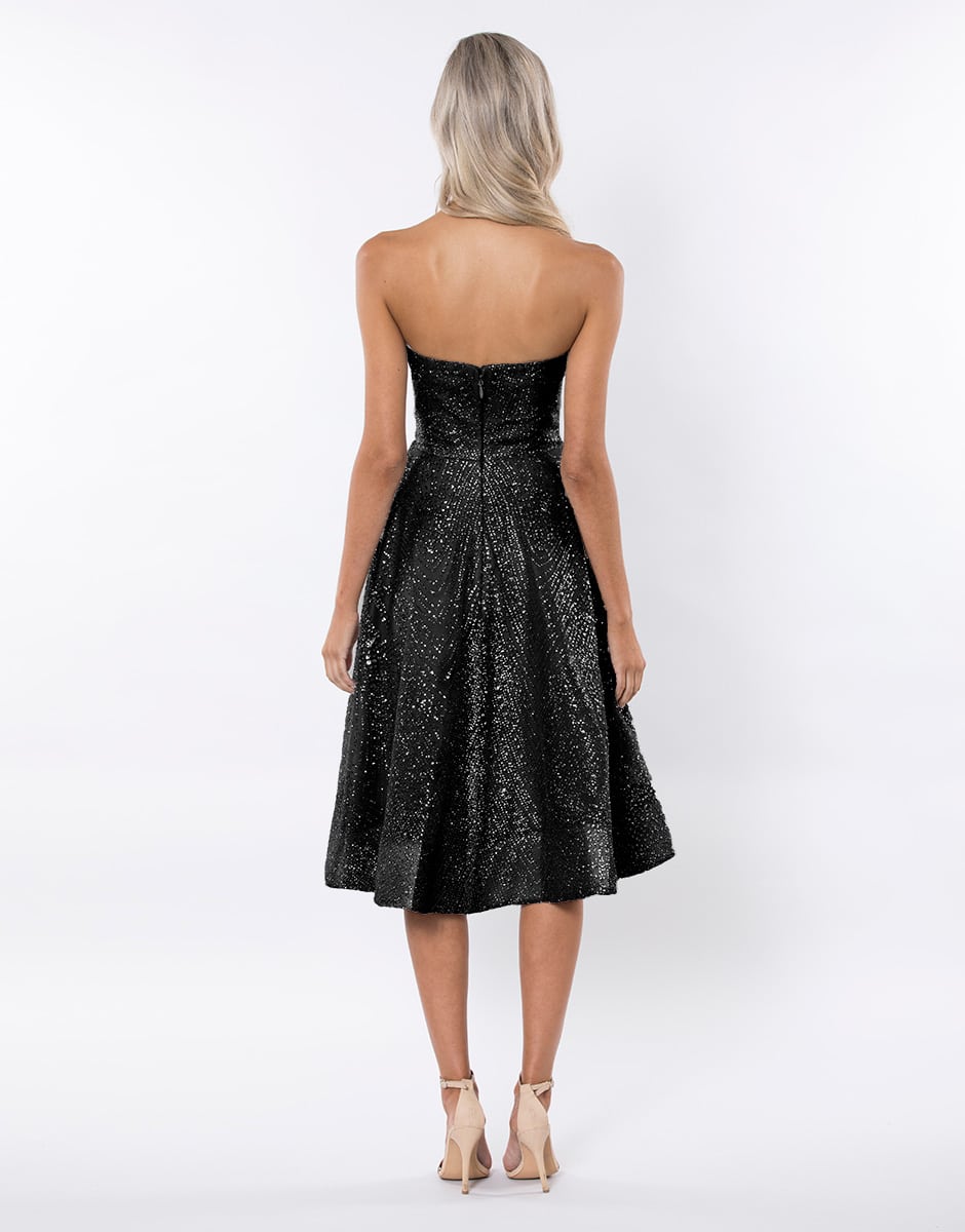 black sparkly skater dress