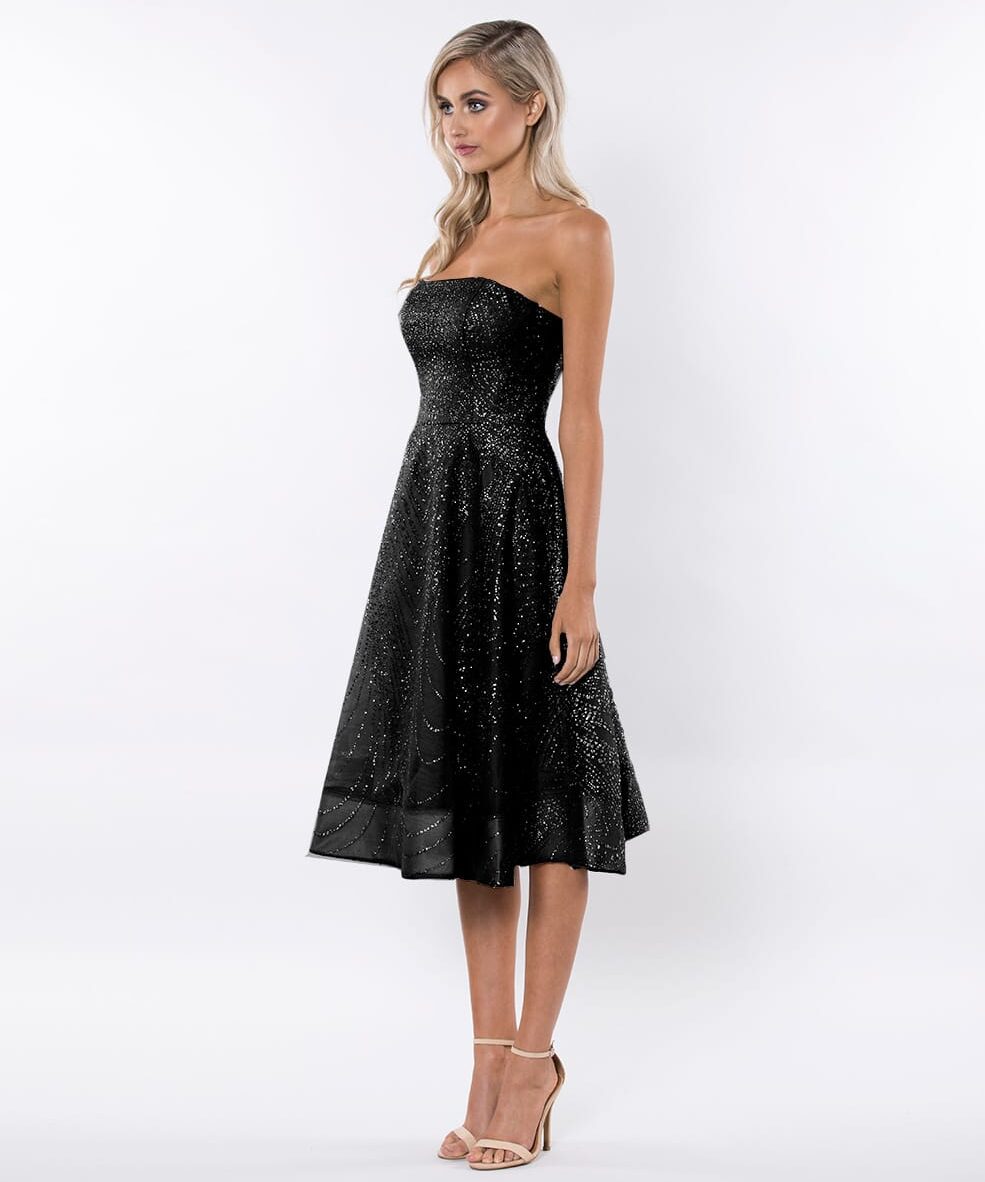 Alternative view of Bariano Black Embellished Strapless Skater Dress