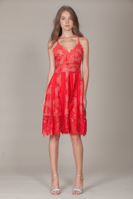 Alila-Red-lace-midi-strappy-dress-for-races-Foxie-Dox-Calla-dress