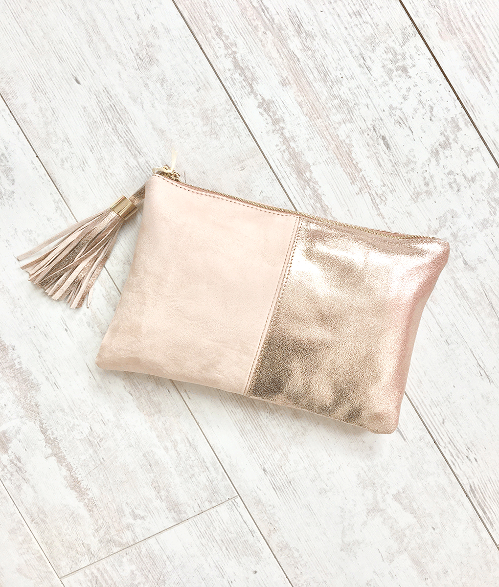 Rose&Blush Leather and Faux Suede Tassel Bag - Alila
