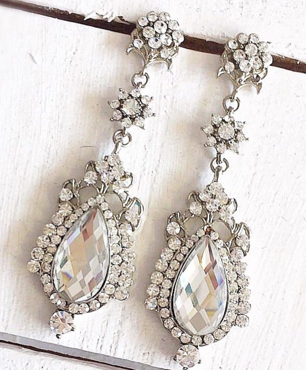 Crystal Tear Drop Earrings Alila