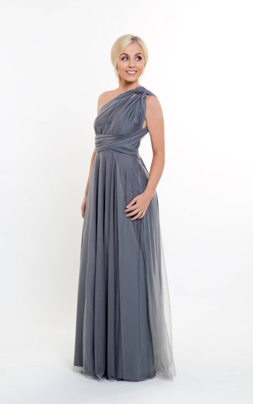 Alila Charcoal Grey Tulle Multiway Bridesmaid Dress Goddess By Nature