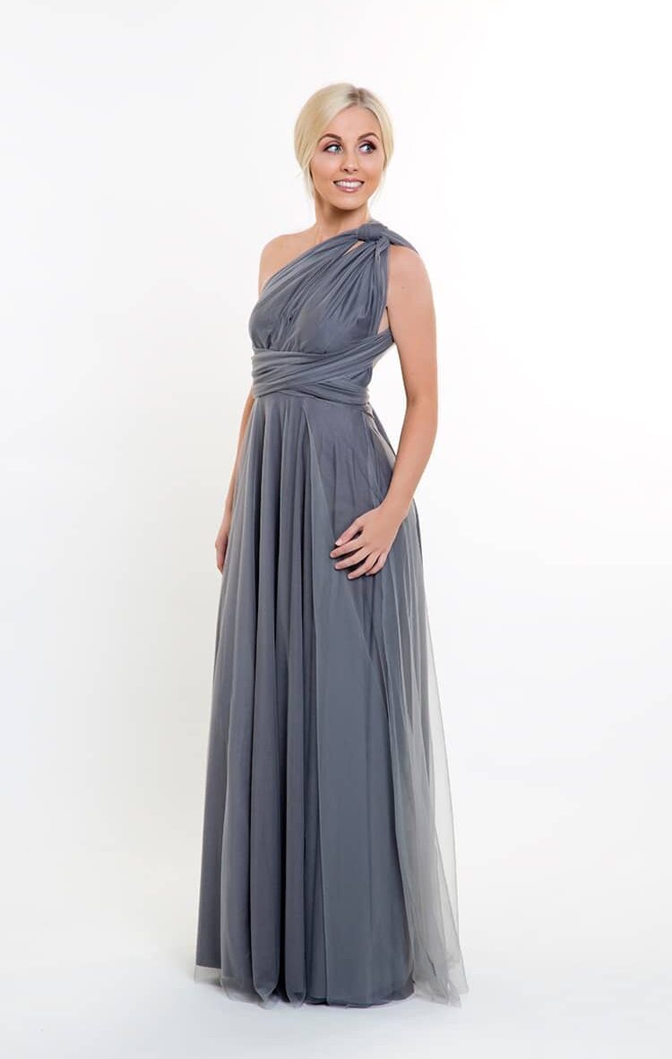 Alila Charcoal Grey Tulle Multiway Bridesmaid Dress Goddess By Nature
