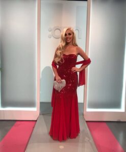 City-Goddess-Red-Strapless-Sequins-Chiffon-Gown-Ireland-AM-Alila