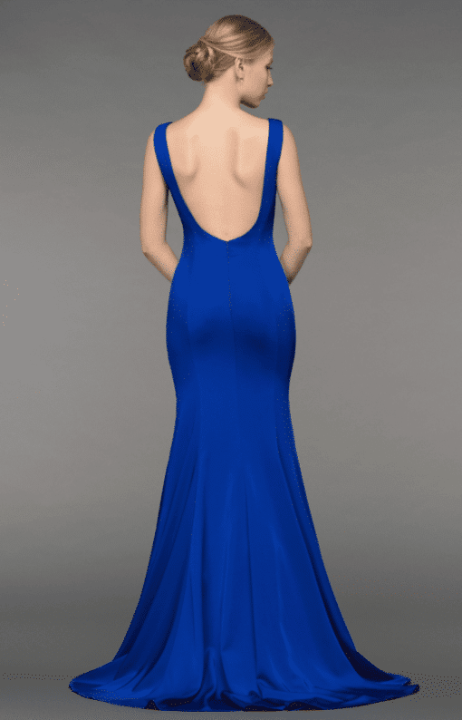 Gino Cerrutti Blue Low Back Fishtail Gown