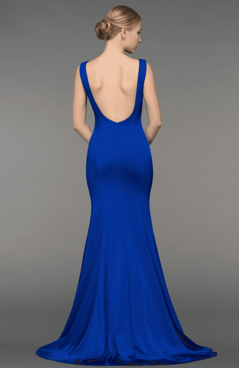 Gino Cerrutti Blue Low Back Fishtail Gown