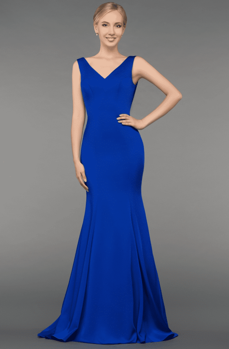 Gino Cerrutti Blue Low Back Fishtail Gown