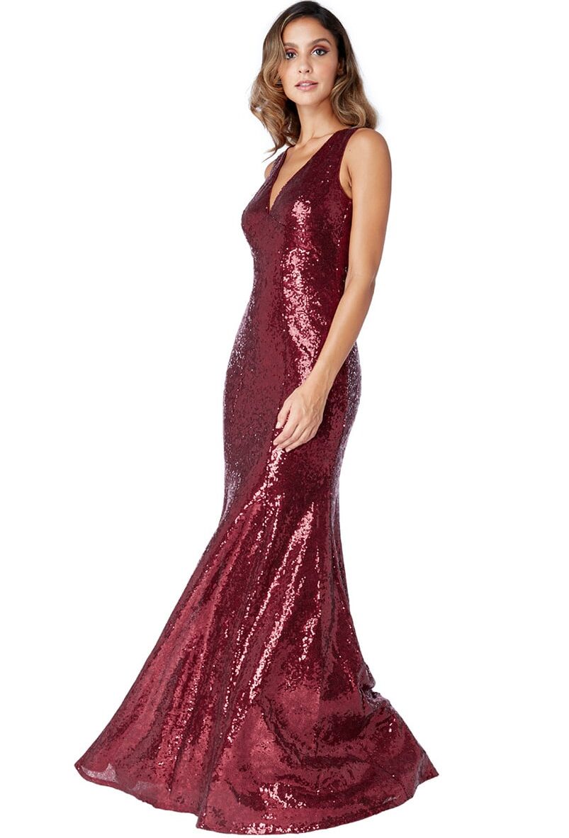 Burgundy-Sequin-debs-dress-Alila-Boutique-City-Goddess