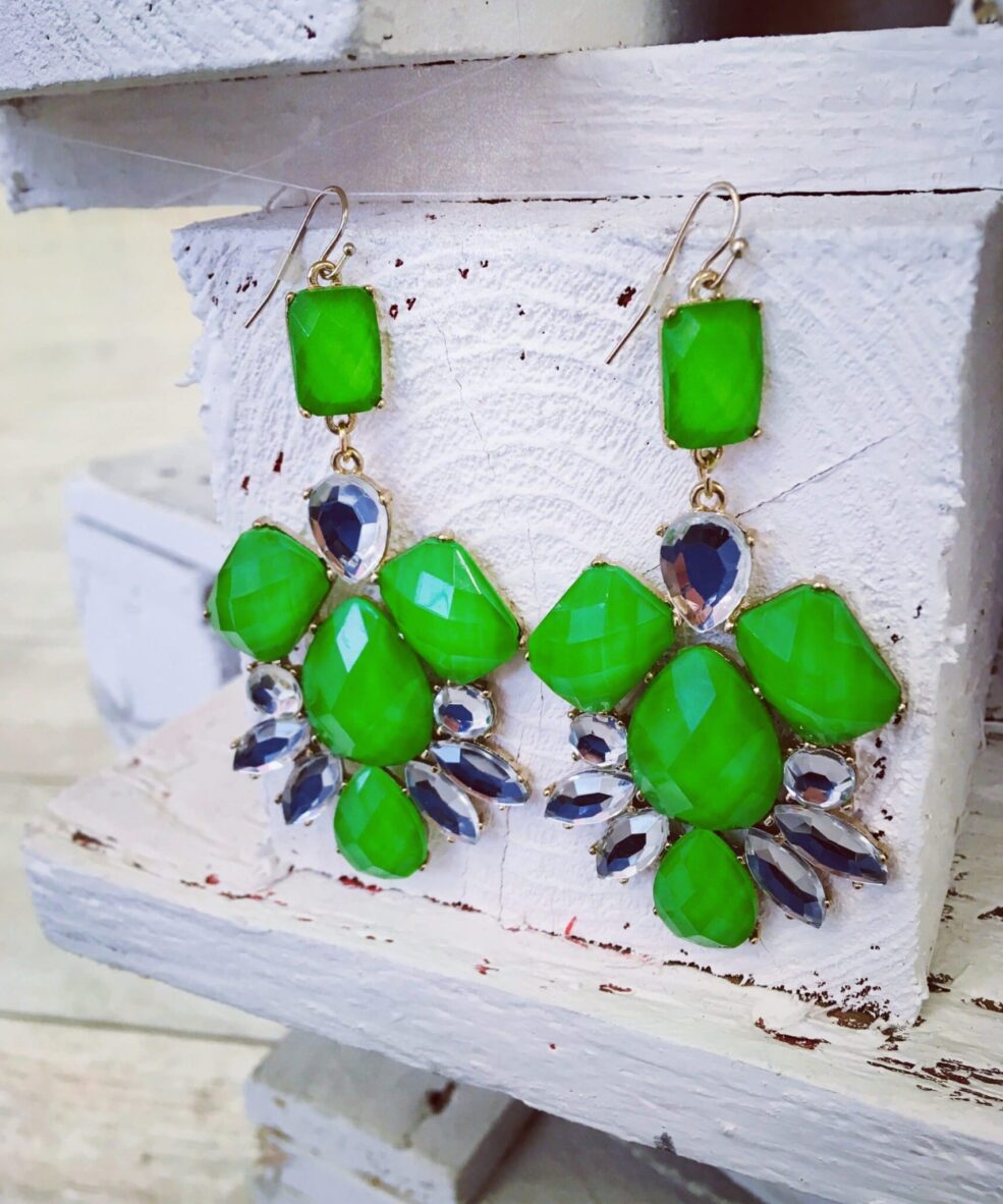 Alternative view of Lime Statement Chandelier Earrings