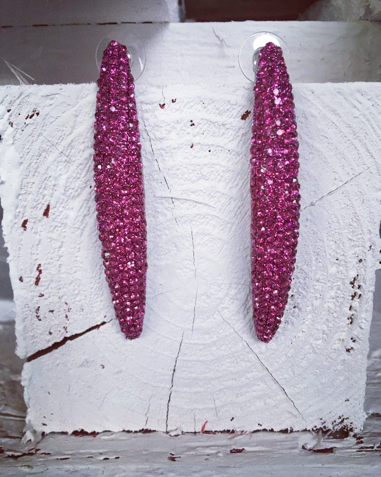 Fuchsia Pink Paved Drop Statement Earring