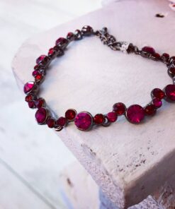 Fuchsia Pink and Red Crystal Bracelet