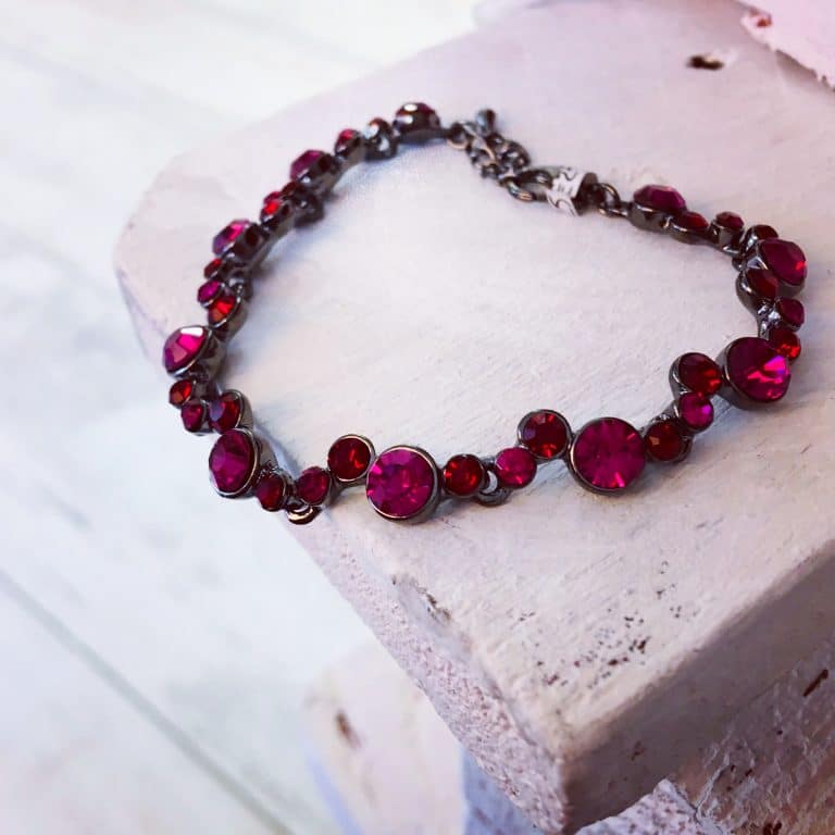 Fuchsia Pink and Red Crystal Bracelet