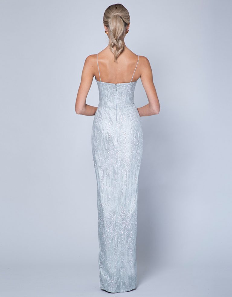 Bariano Light Blue Romance Wrap Draped Glitter Dress - Alila