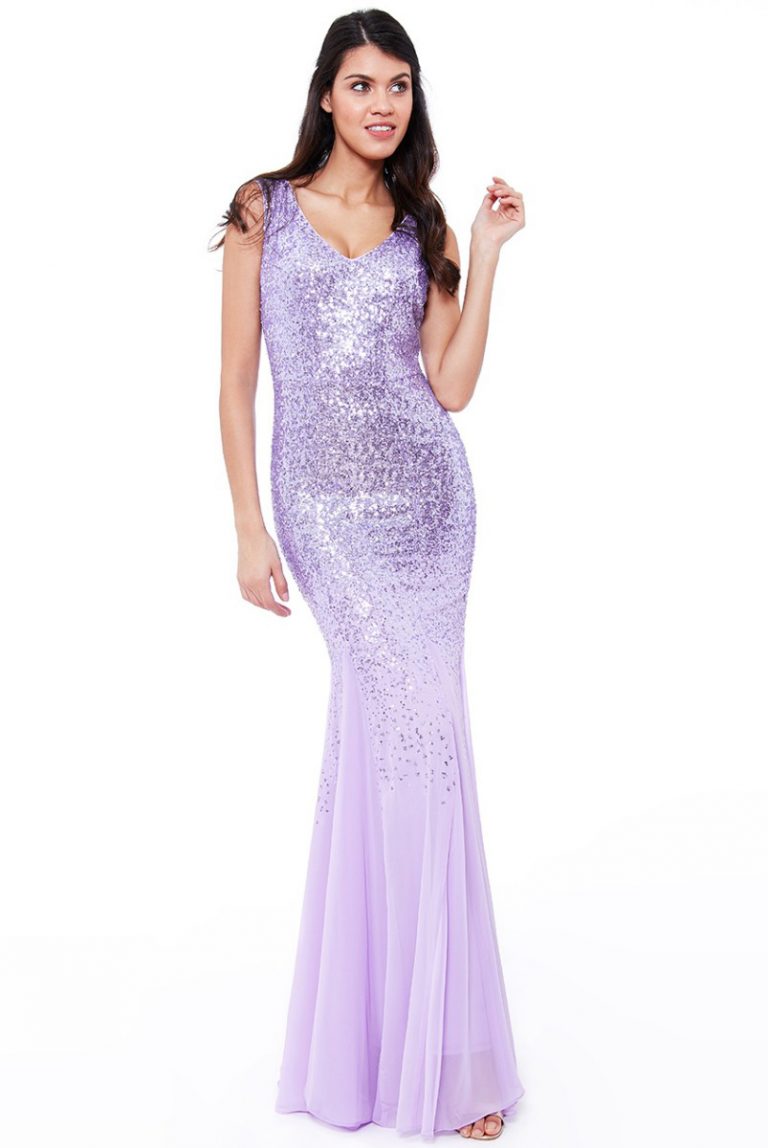 City Goddess – Lavender Sequins & Chiffon Gown - Alila