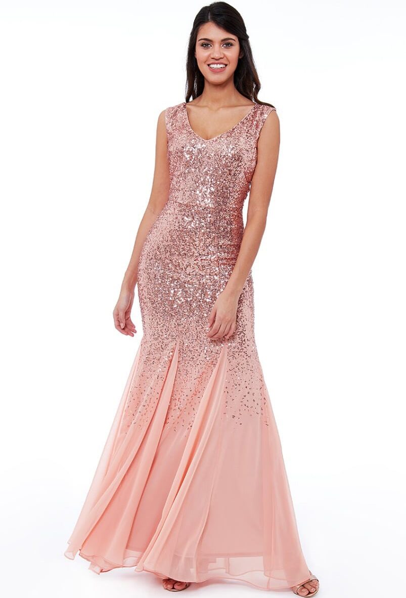 DR627-Rose-Gold-sequin-and-chiffon-debs-bridesmaids-dress-Alila-boutique-bridal-Dublin