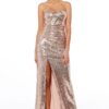 Champagne-Strapless-sequin-dress-slit-Alila
