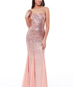Peach-Sequin-Strapless-Debs-Dress-Alila