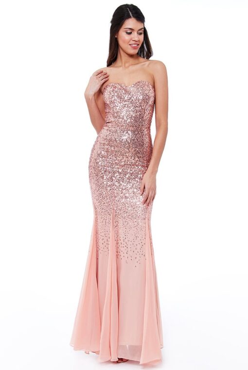 Peach-Sequin-Strapless-Debs-Dress-Alila