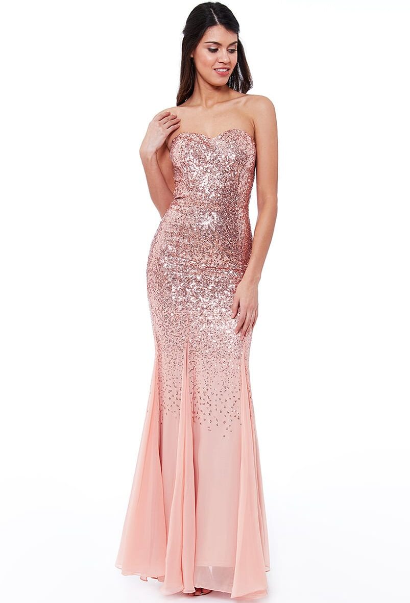 Peach-Sequin-Strapless-Debs-Dress-Alila