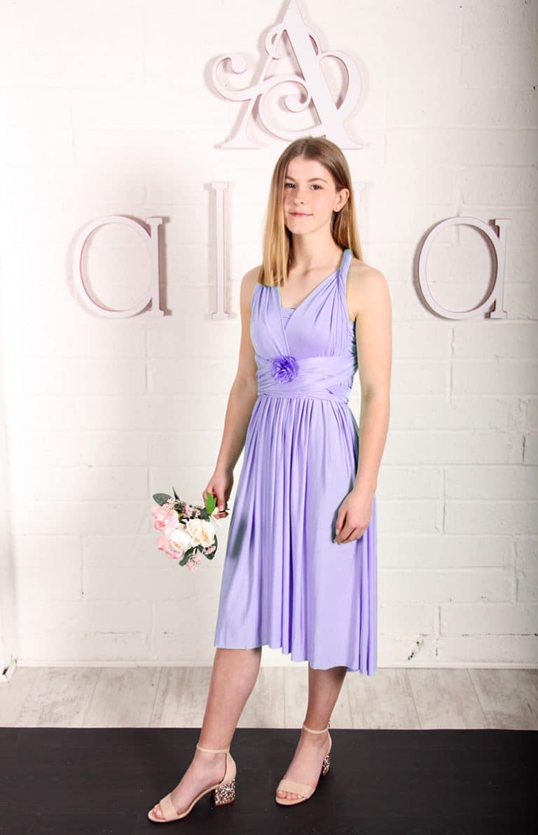 Lavender Junior Bridesmaid Eliza & Ethan Multiwrap Dress ANGEL Short