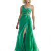 Morrell Maxi One Shoulder Green Chiffon Gown