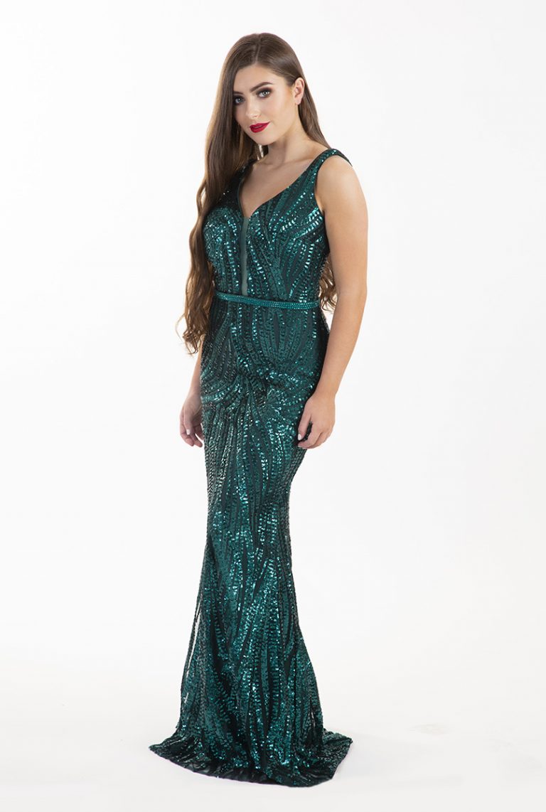 Mascara Emerald Green Embellished Gown Alila