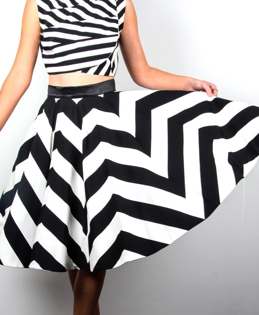 ATALIER Chevron Striped Skirt