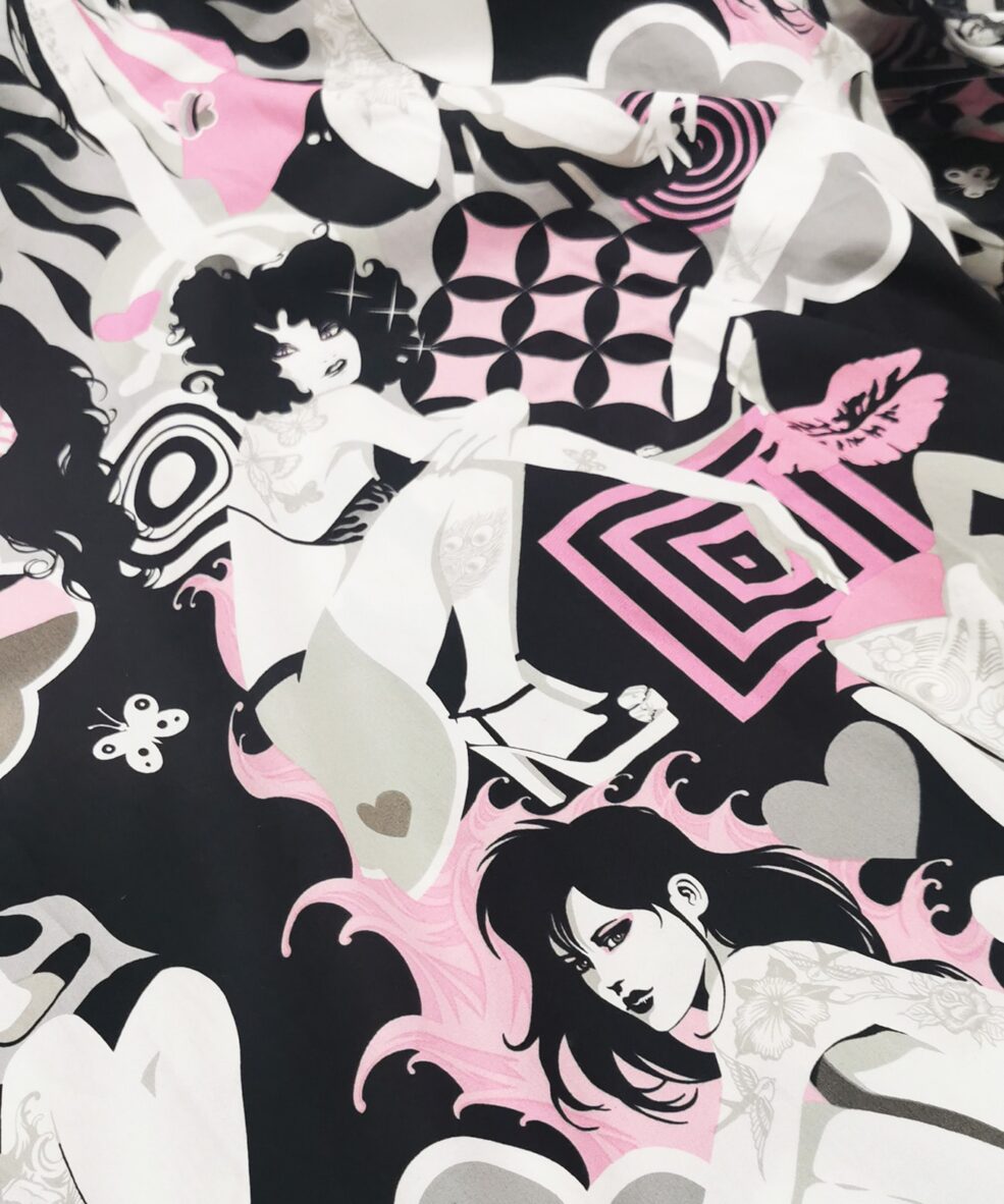 Tattoo-girl-pink-and-black-fabric