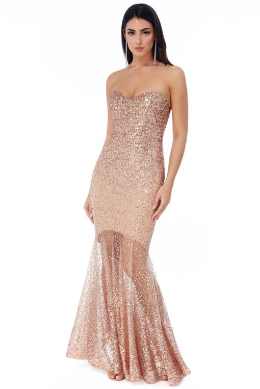 Champagne-Sequin-Fishtail-sheer-debs-dress-Alila-Boutique-ireland