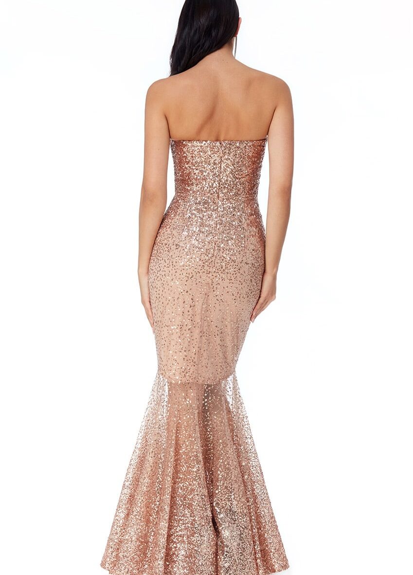 Champagne-Sequin-Strapless-Fishtail-sheer-debs-dress-Alila-Boutique-ireland