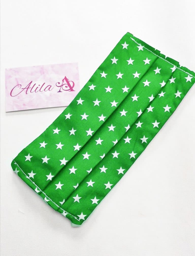 Green-star-print-cotton-face-mask