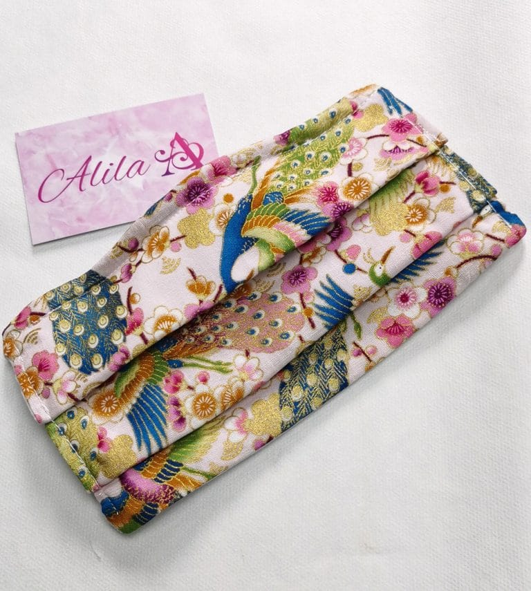Ladies Cotton Peacock Pink & Gold Foil Face Covering