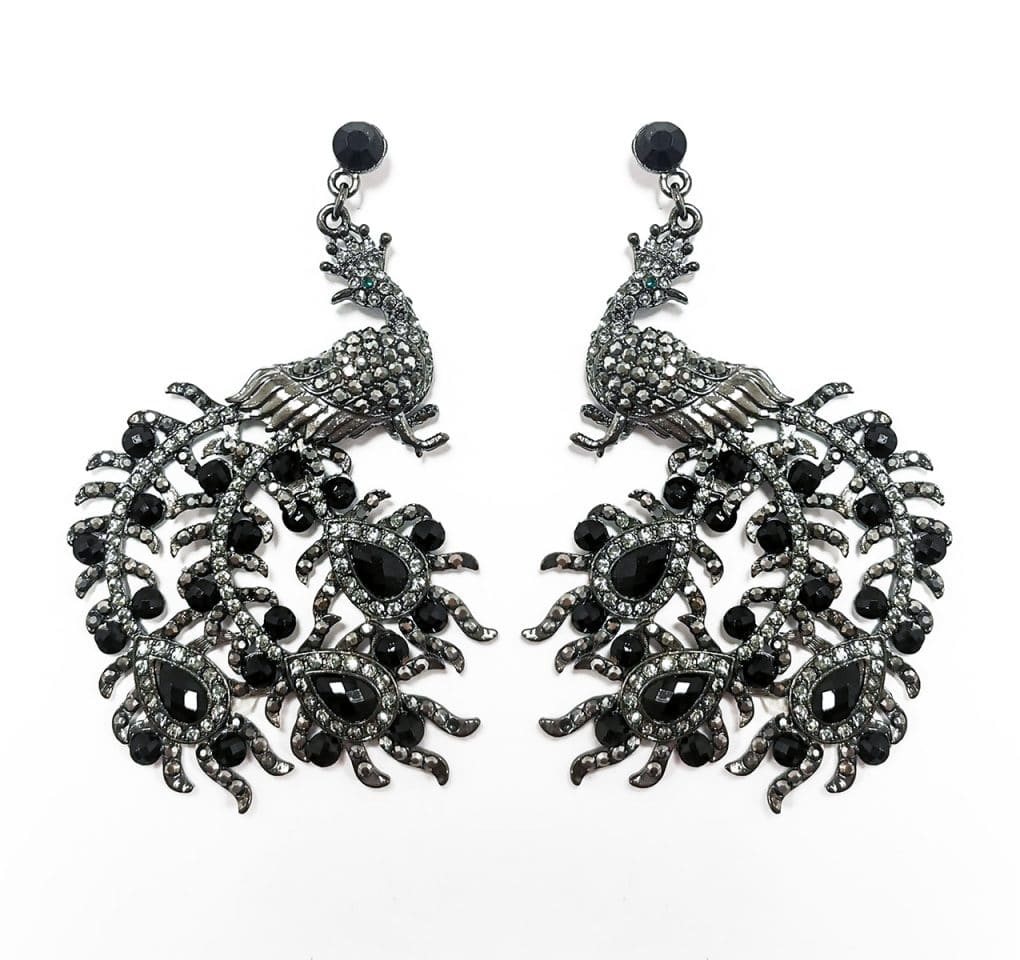 Grey-and-black-Peacock-Crystal-Earrings-Alila-Irish