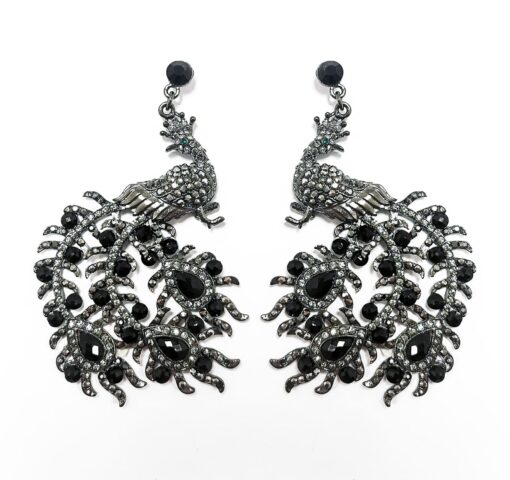 Grey-and-black-Peacock-Crystal-Earrings-Alila-Irish
