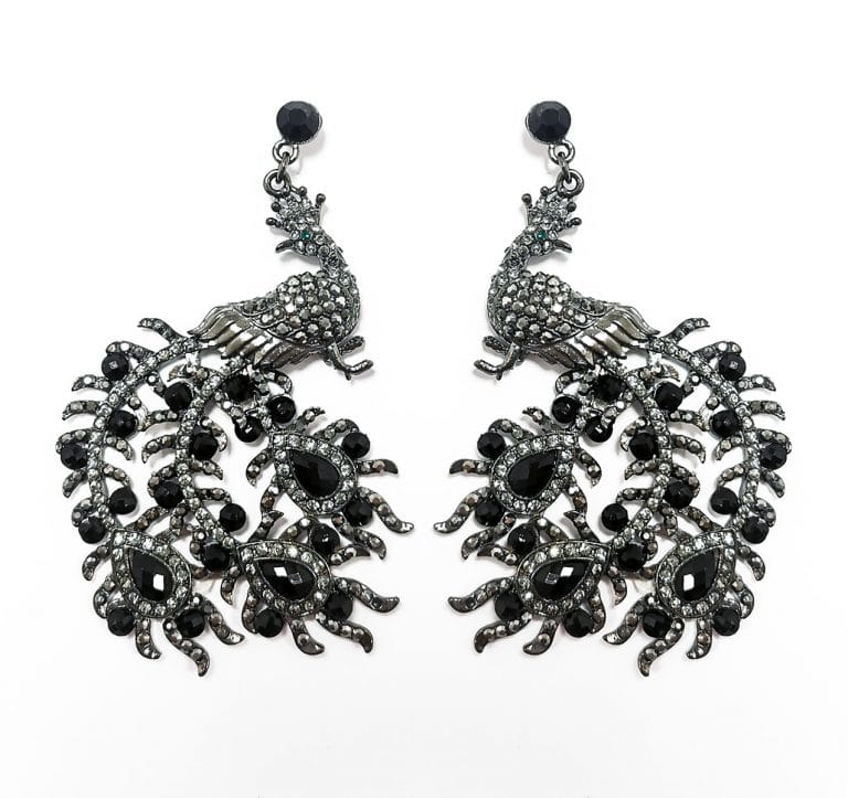 Grey-and-black-Peacock-Crystal-Earrings-Alila-Irish