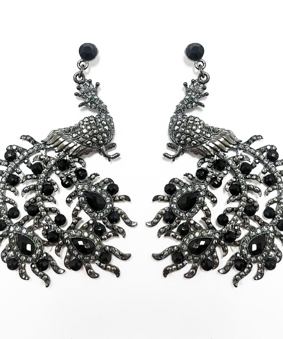 Grey-and-black-Peacock-Crystal-Earrings-Alila-Irish