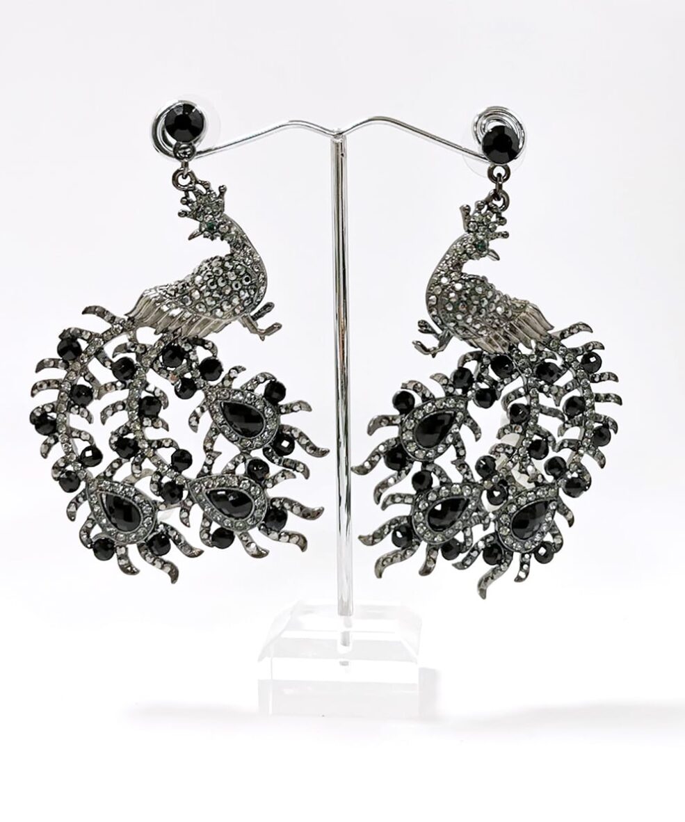 Grey-and-black-Peacock-Crystal-Earrings-Alila-Irish