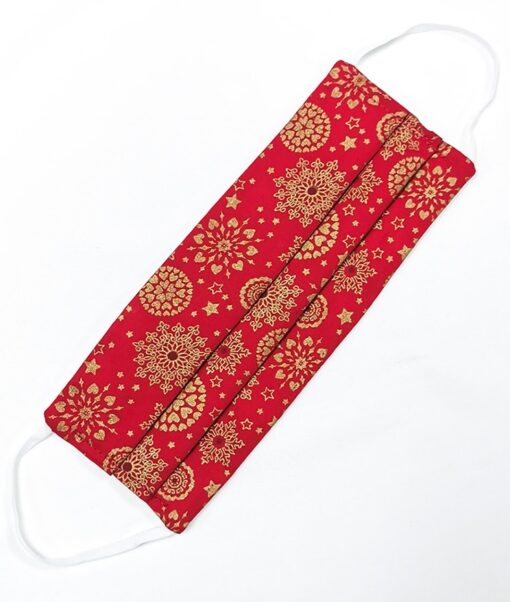 Red-and-Gold-Christmas-Pattern-Children's-face-covering Alila Irish
