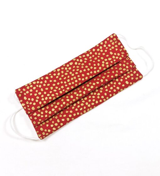 Red-gold-dotty-christmas-face-mask-kids-Alila