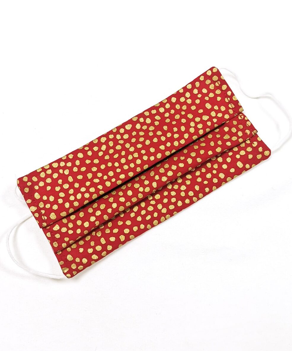 Red-gold-dotty-christmas-face-mask-kids-Alila