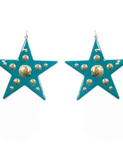 Teal-and-gold-metal-star-earrings-Alila-Ireland